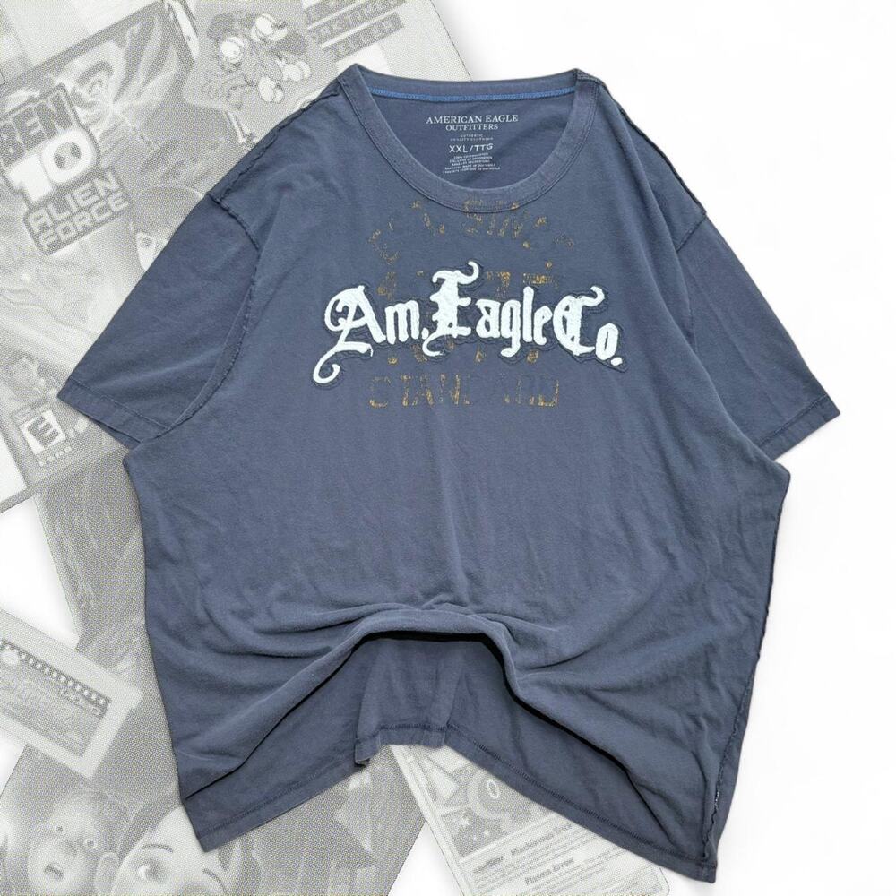 Gray y2k‎ American Eagle Distressed Graphic Tee